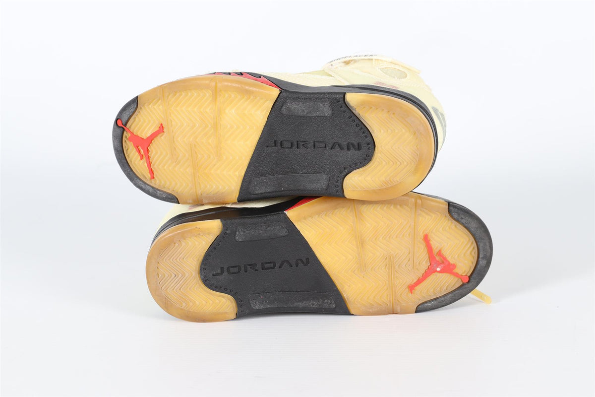 OFF-WHITE + AIR JORDAN KIDS BOYS YELLOW 5 RETRO SAIL SNEAKERS EU 31.5 UK 12.5-13