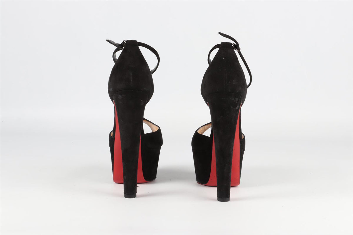 CHRISTIAN LOUBOUTIN BLACK SUEDE PLATFROM SANDALS EU 39 UK 6 US 9