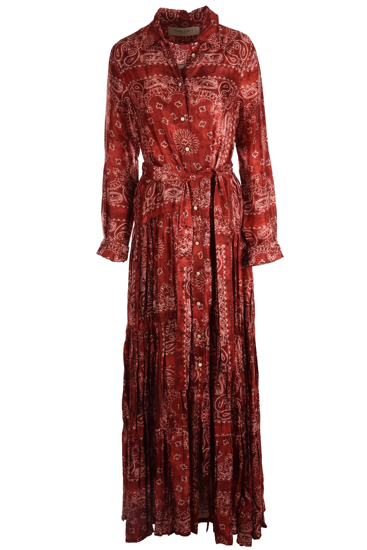 GOLDEN GOOSE RED SATIN MAXI DRESS IT 44 UK 12