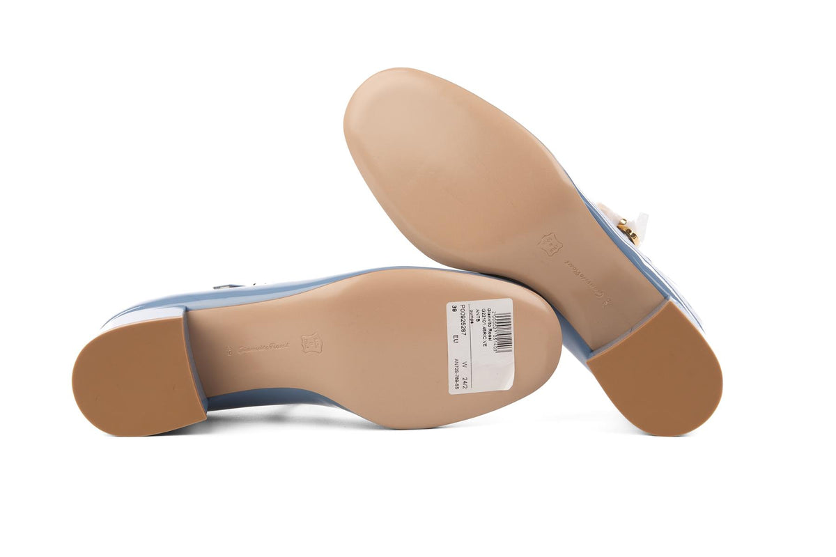 GIANVITO ROSSI BLUE PATENT LEATHER PUMPS  EU 39 UK 6 US 9