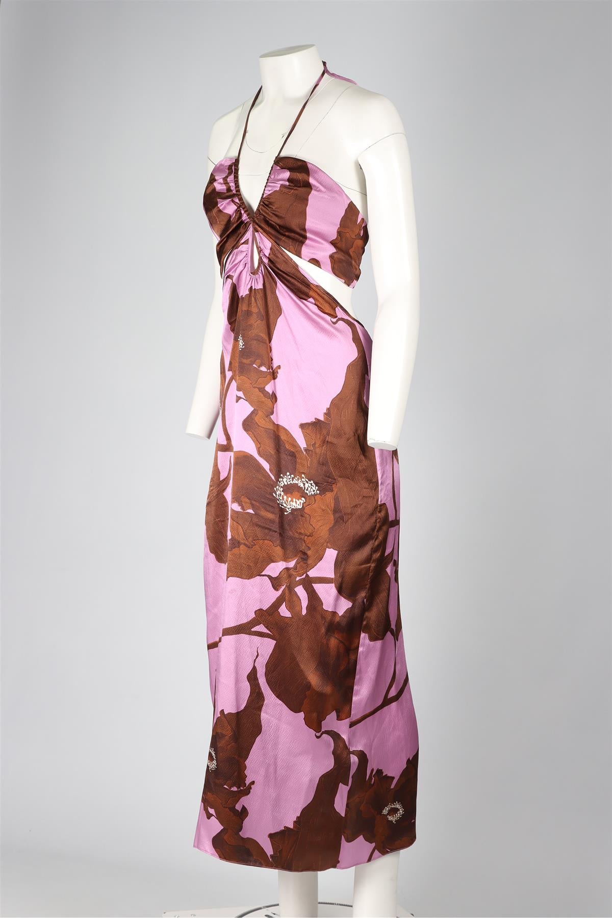 JOHANNA ORTIZ PURPLE SILK MAXI DRESS US 8 UK 12