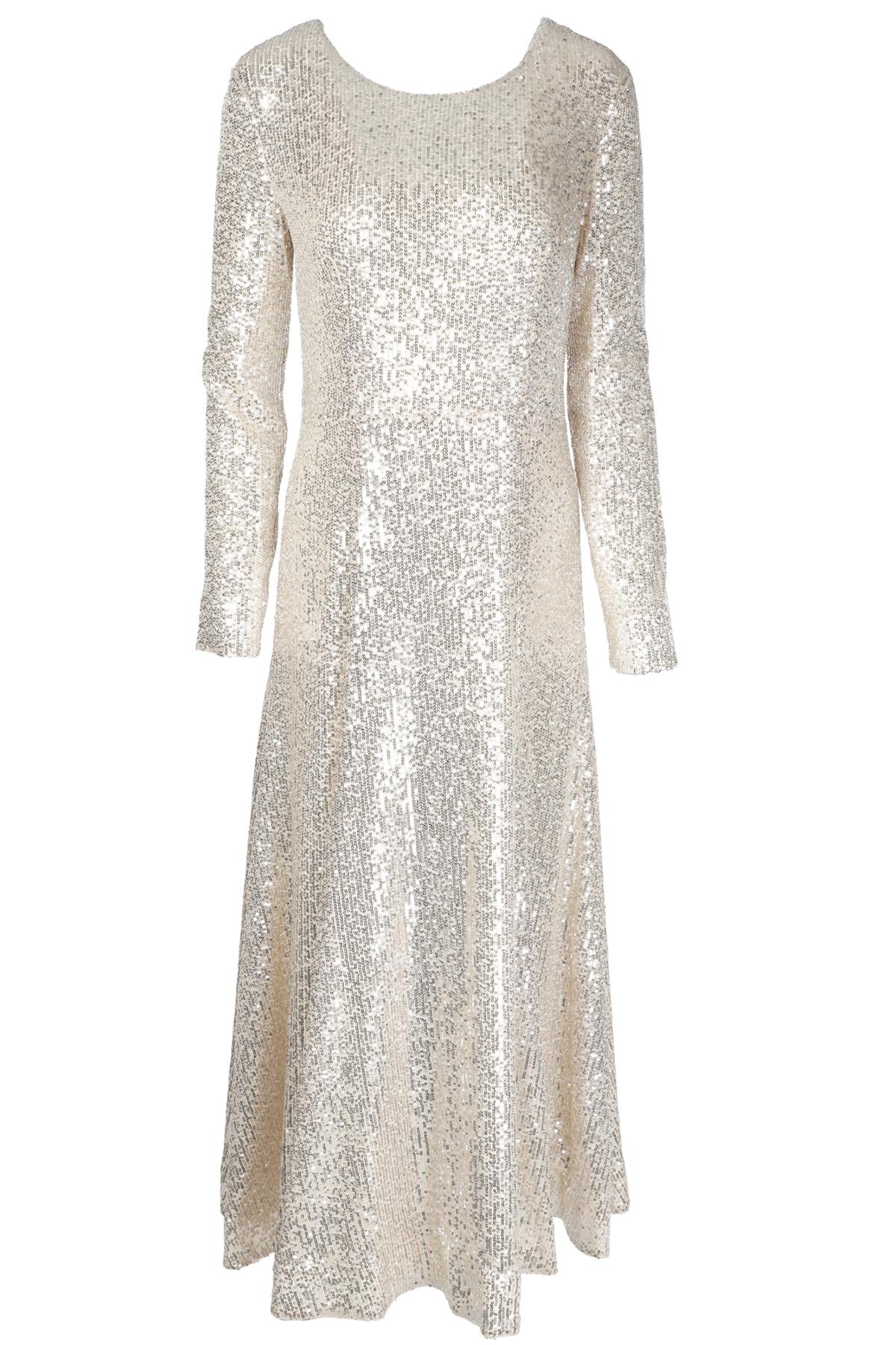 E. STOTT SLIVER SEQUIN MAXI DRESS