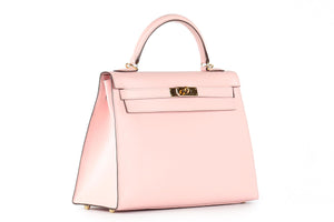 HERMÈS PINK 2017 KELLY SELLIER 32 CM TADELAKT LEATHER BAG IN ROSE SAKURA