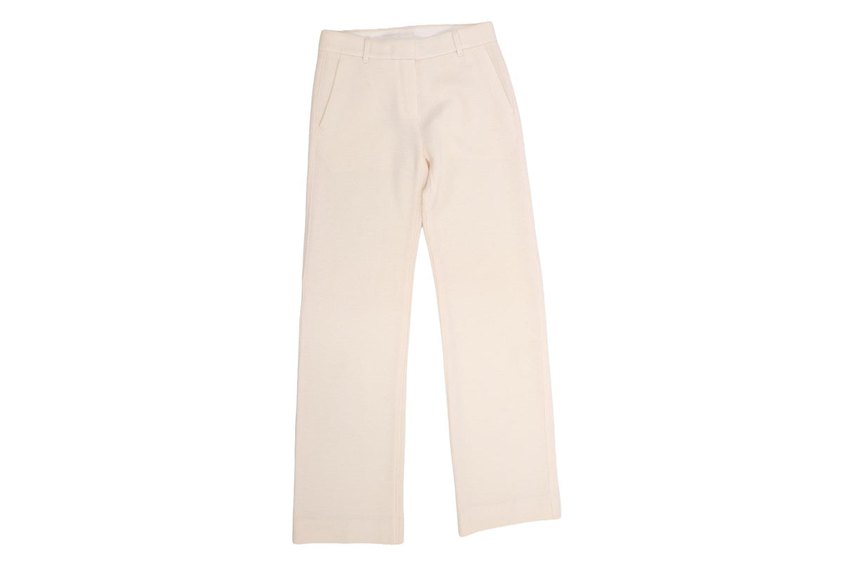 CREAM WOOL STRAIGHT LEG PANTS
