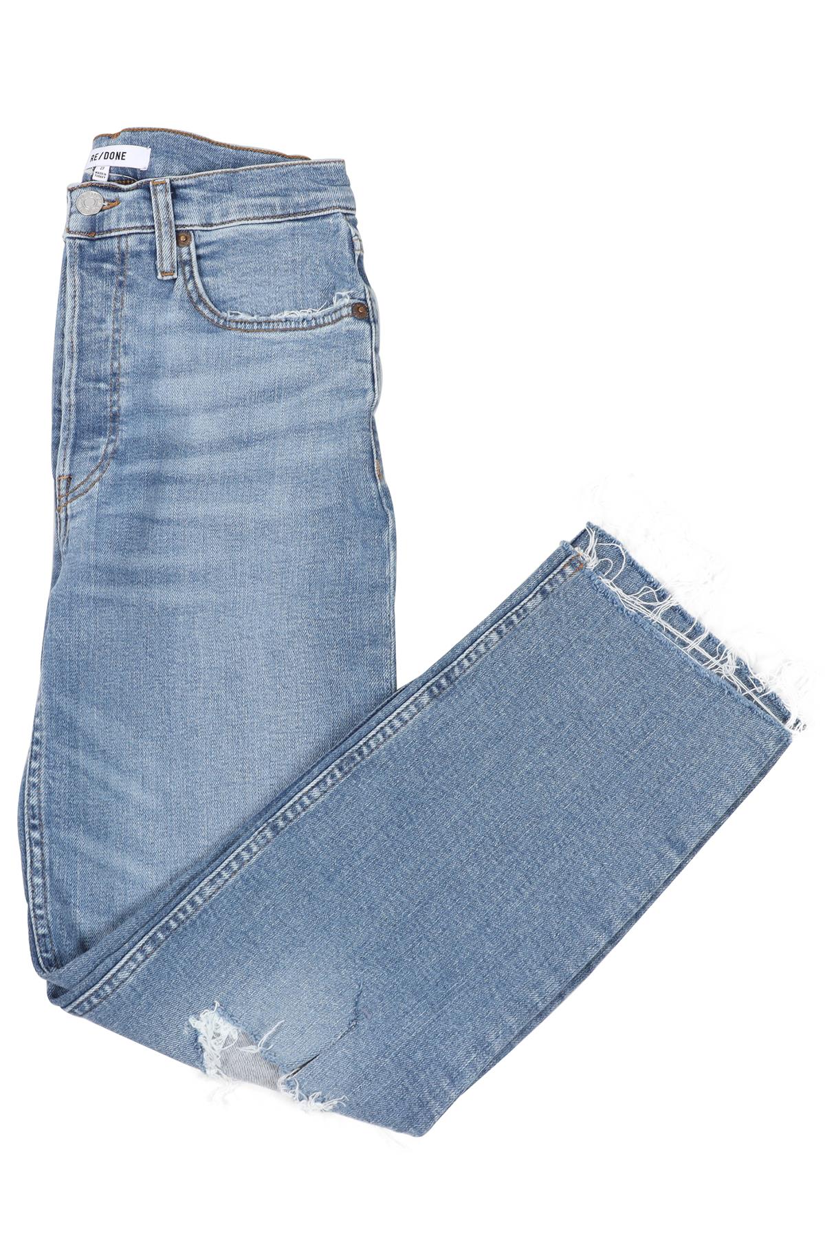 RE/DONE BLUE HIGH RISE STRAIGHT LEG JEANS W27 UK 8-10