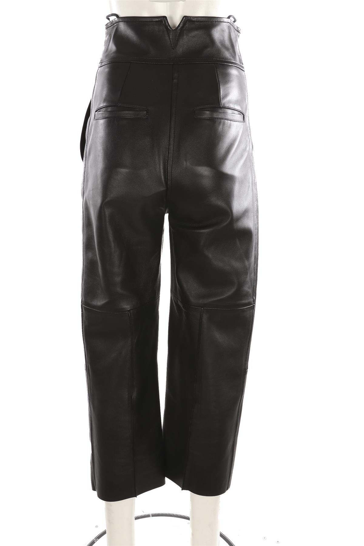 PETAR PETROV BLACK LEATHER STRAIGHT LEG PANTS FR 34 UK 6