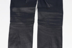 HELMUT LANG NAVY LEATHER SKINNY PANTS US 0 UK 4