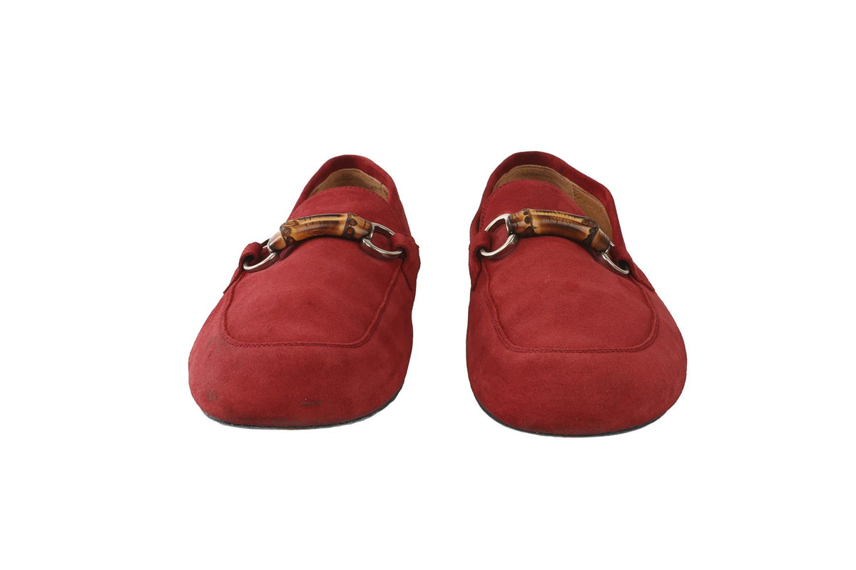 GUCCI RED MEN'S SUEDE LOAFERS EU 41 UK 7.5 US 8.5