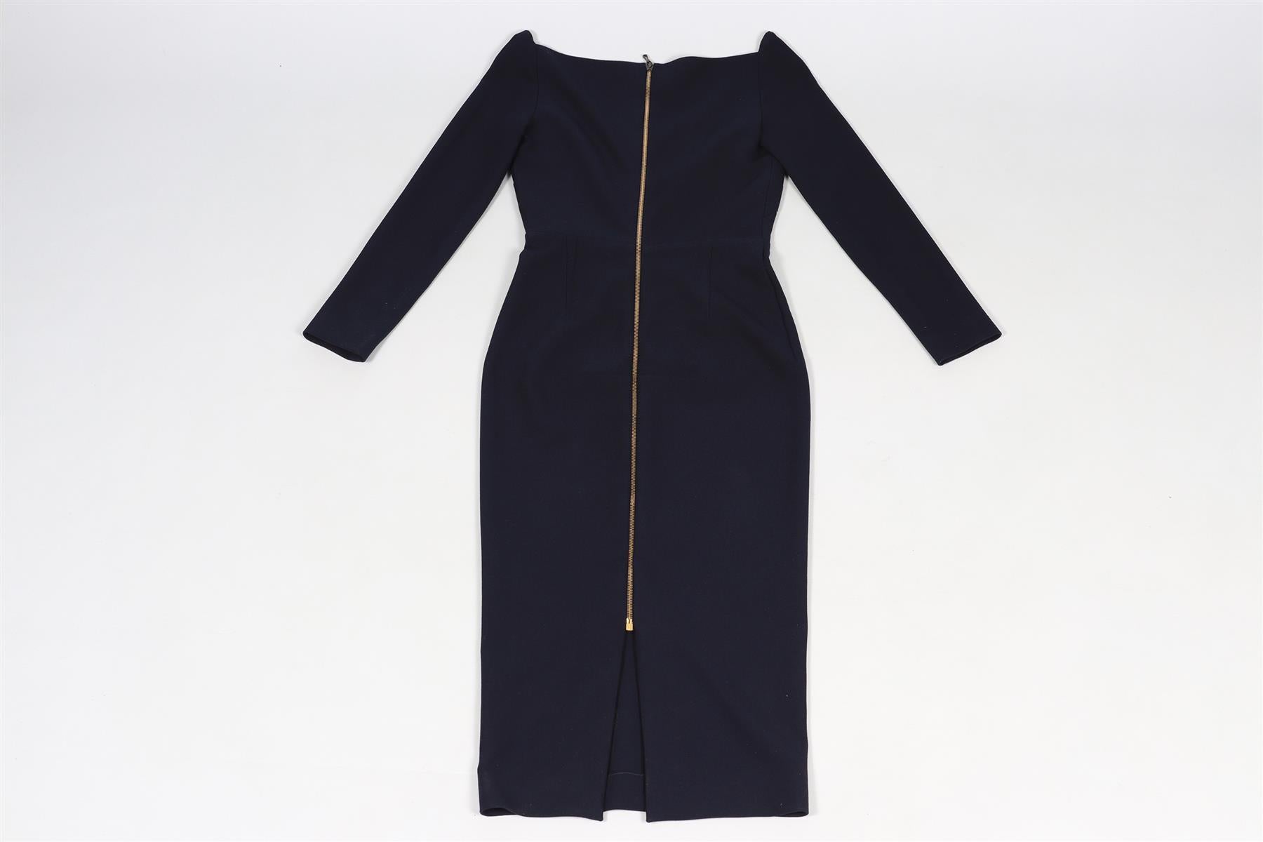 ROLAND MOURET NAVY CREPE MIDI DRESS UK 6