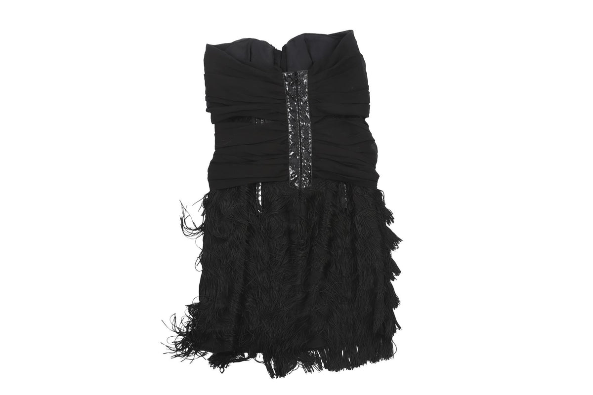 DSQUARED2 BLACK SILK MINI DRESS IT 40 UK 8