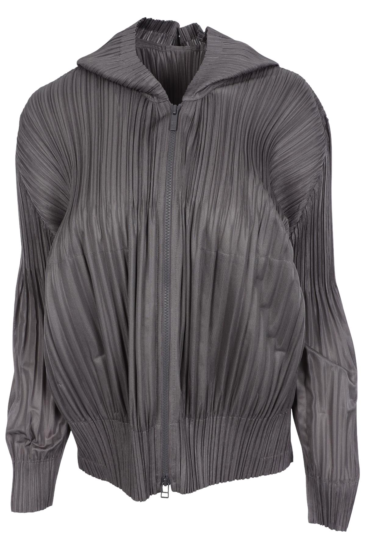 PLEATS PLEASE ISSEY MIYAKE GREY WOVEN JACKET JP 4 UK 12