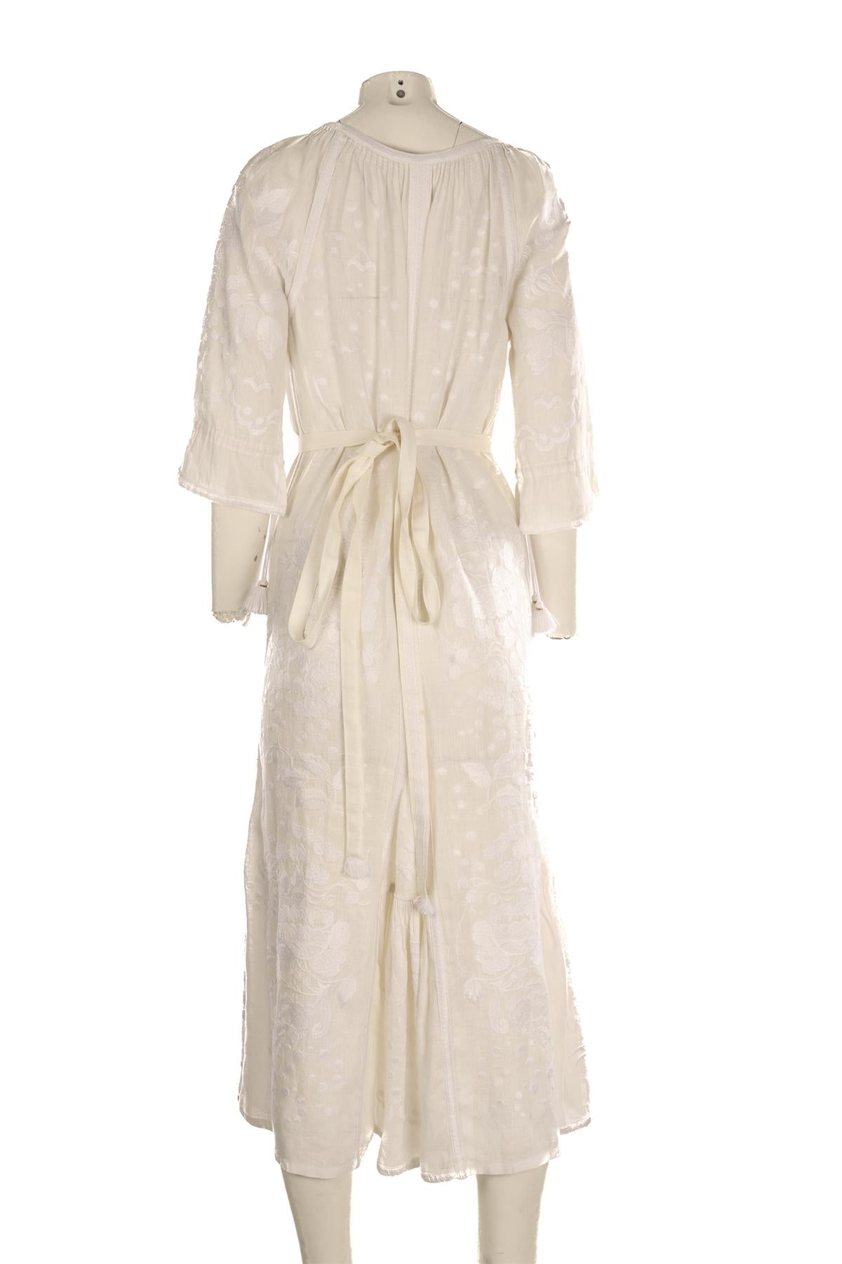 VITA KIN WHITE LINEN MAXI DRESS XSMALL
