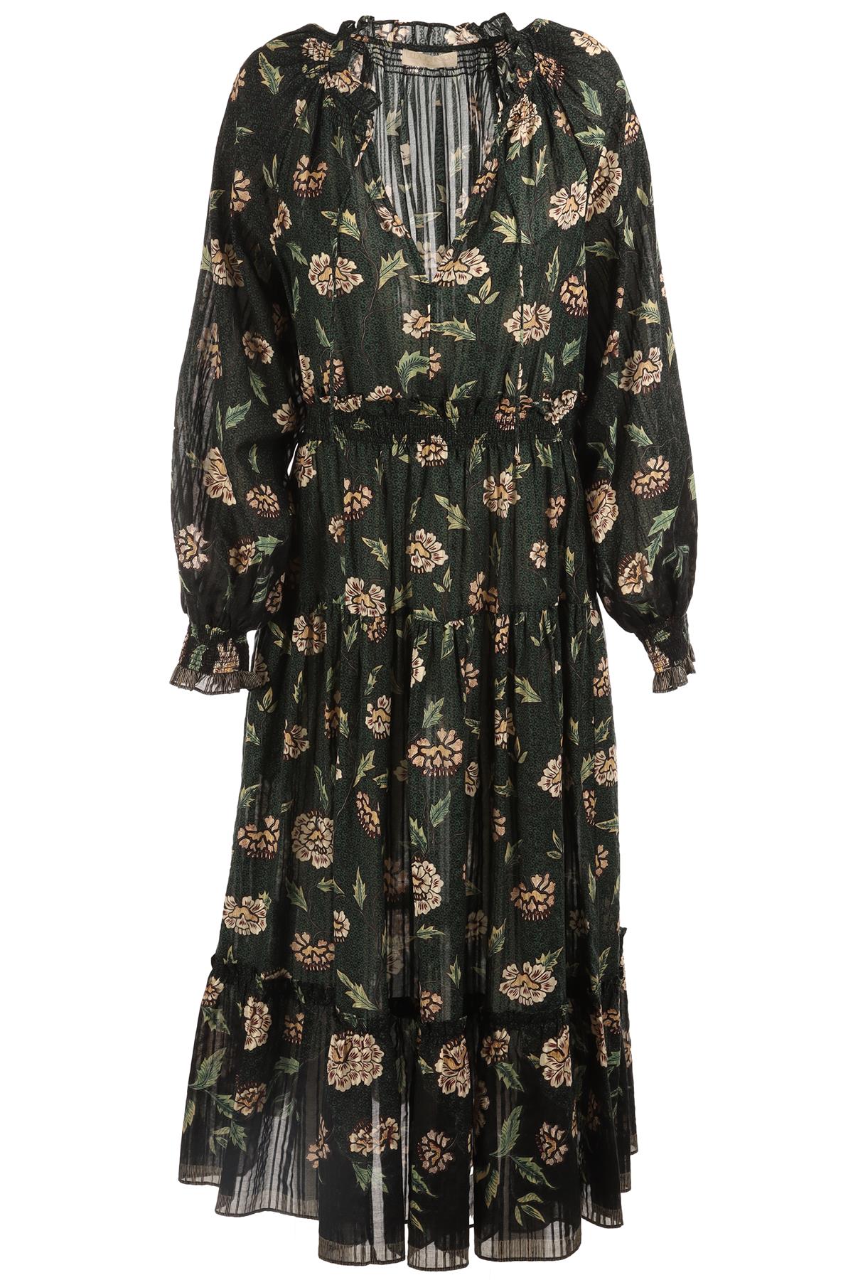 ULLA JOHNSON GREEN COTTON MAXI DRESS US 8 UK 12