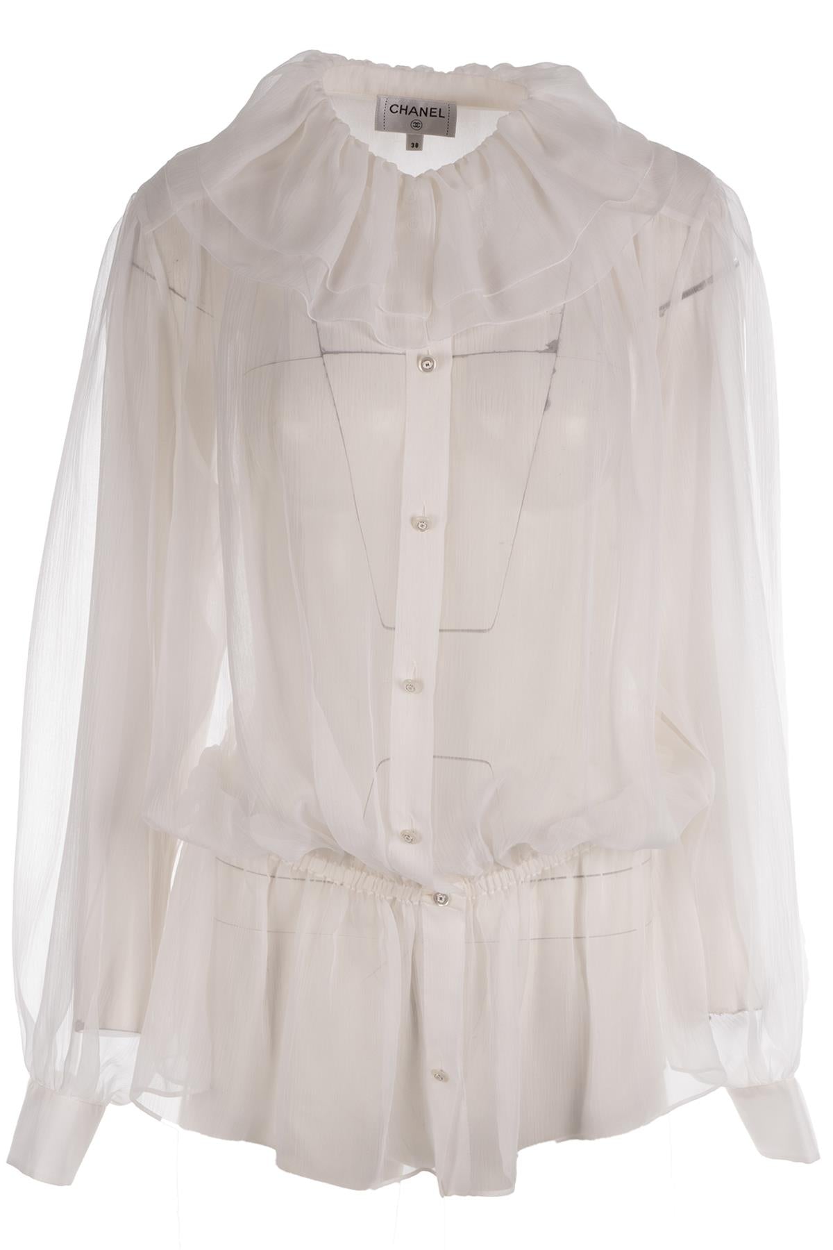CHANEL WHITE 2025 SILK SHIRT FR 38 UK 10
