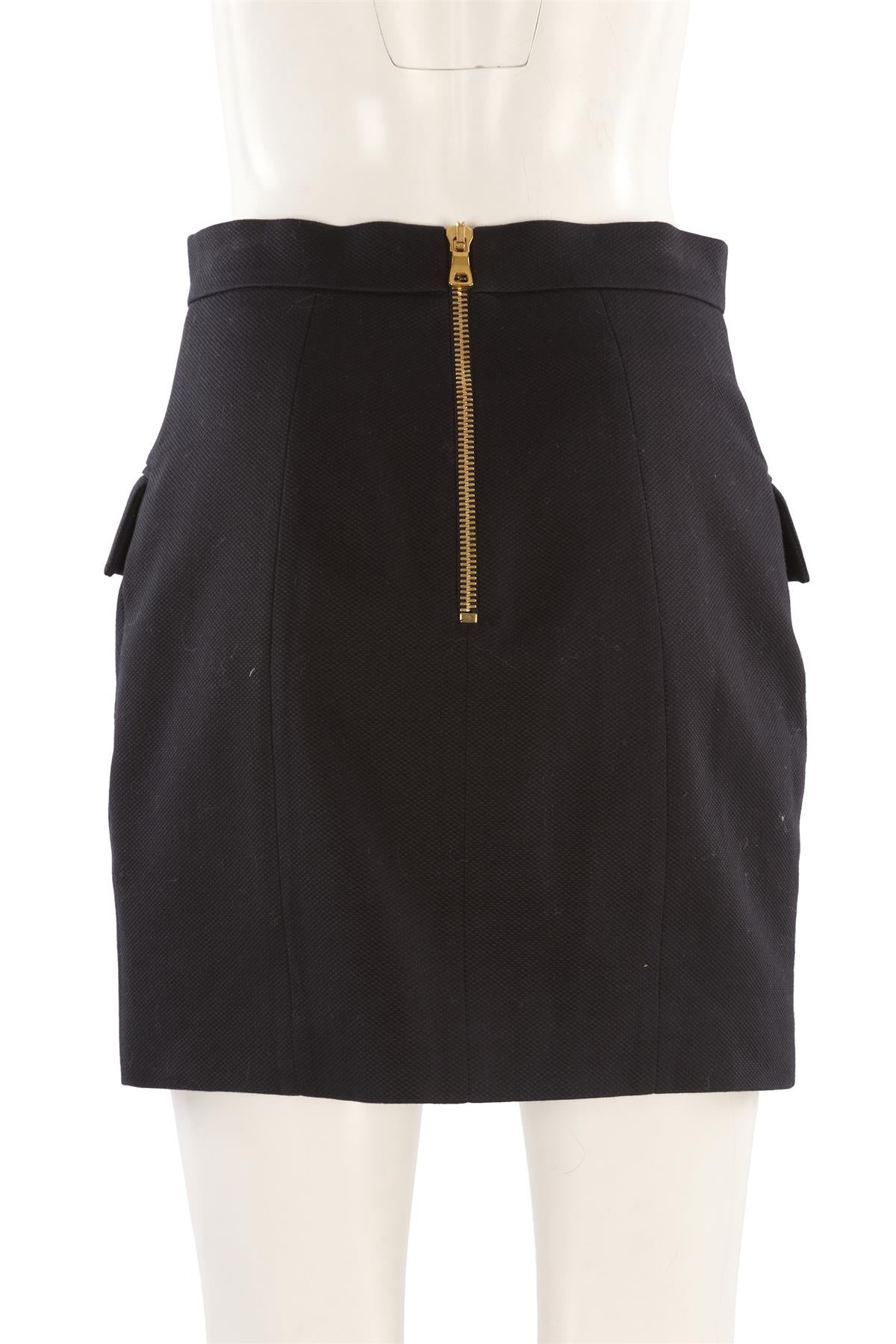 BALMAIN BLACK COTTON MINI SKIRT FR 40 UK 12
