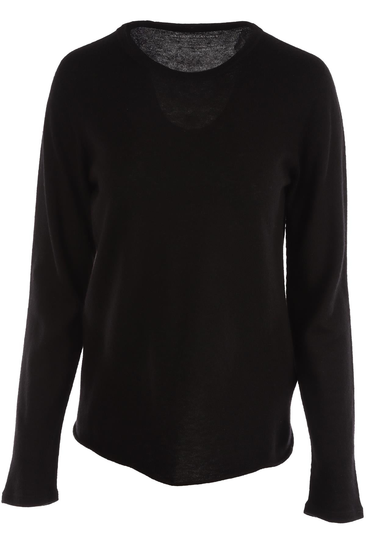 MAJESTIC FILATURES BLACK CASHMERE SWEATER FR 40