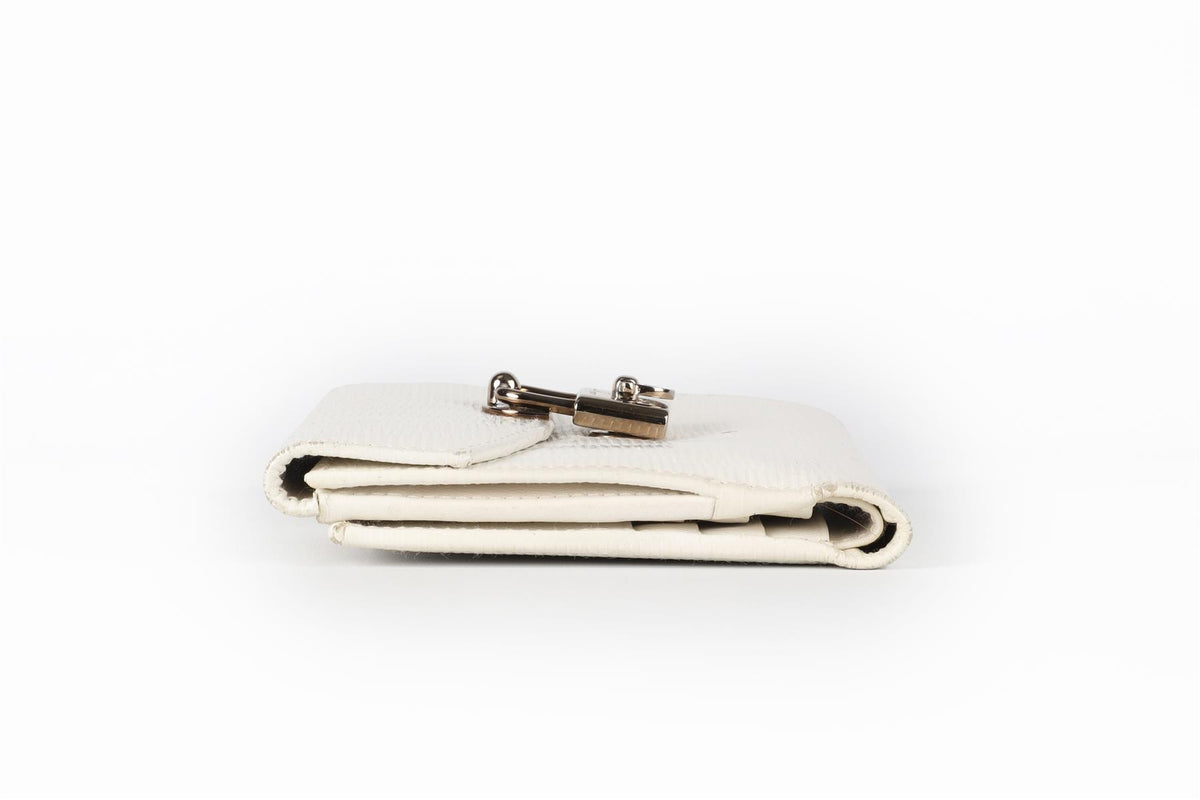 SALVATORE FERAGAMO WHITE LEATHER PURSE