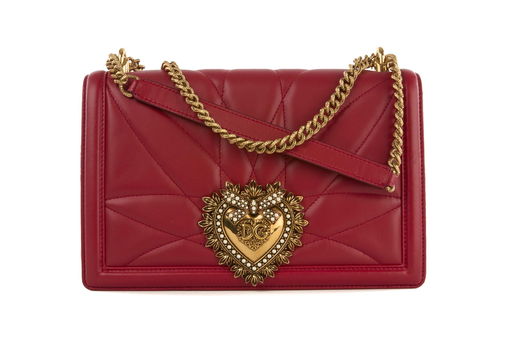 DOLCE & GABBANA RED DEVOTION LARGE LEATHER SHOULDER BAG