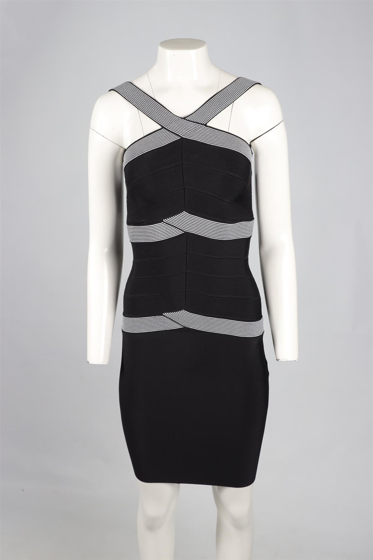 HERVE LEGER BLACK BANDAGE MINI DRESS XXSMALL HERVE LEGER BLACK BANDAGE MINI DRESS XXSMALL