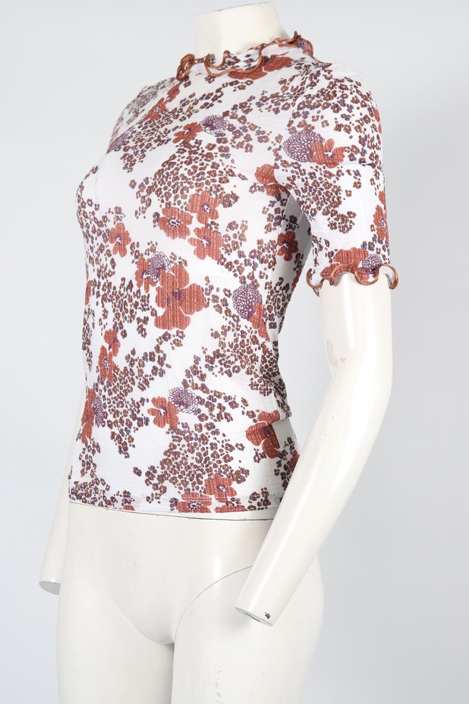SEE BY CHLOÉ PRINTED STRETCH JERSEY TOP MEDIUM