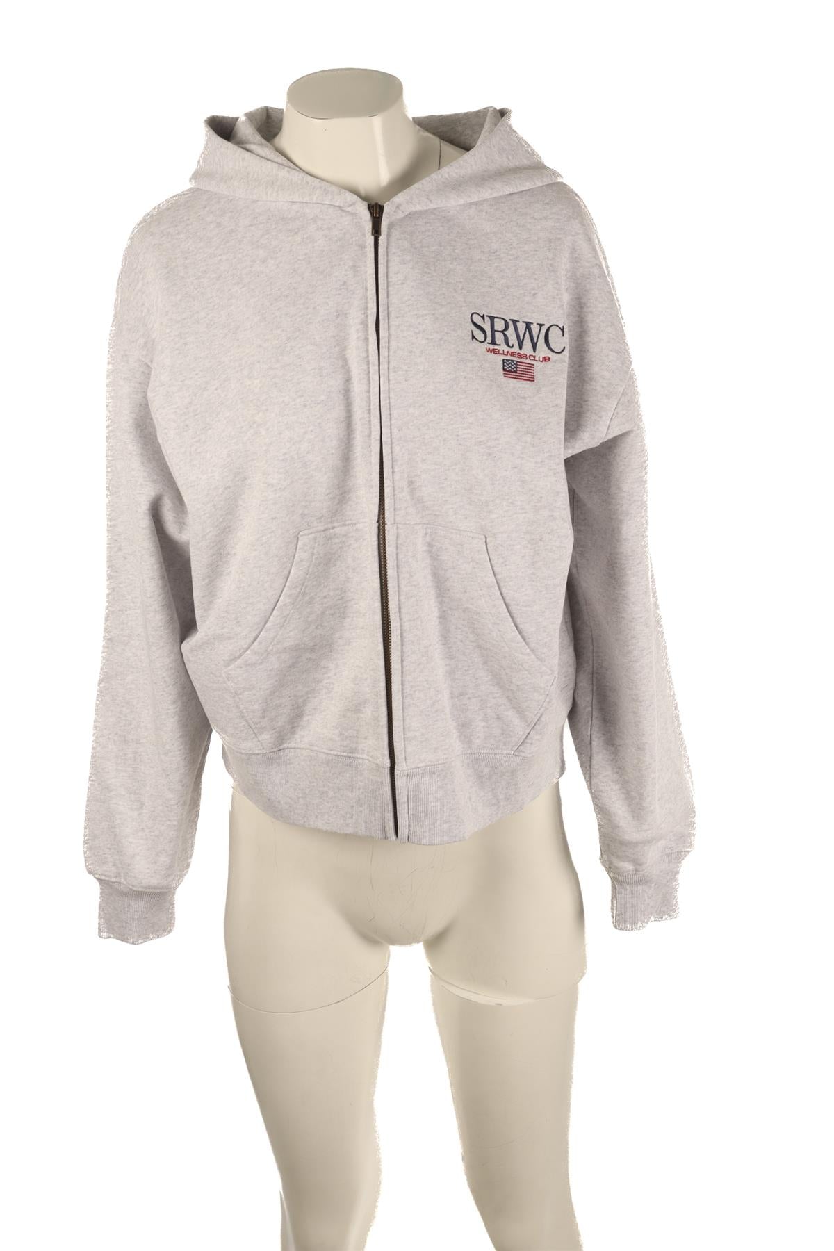 SPORTY & RICH GREY COTTON HOODIE XSMALL