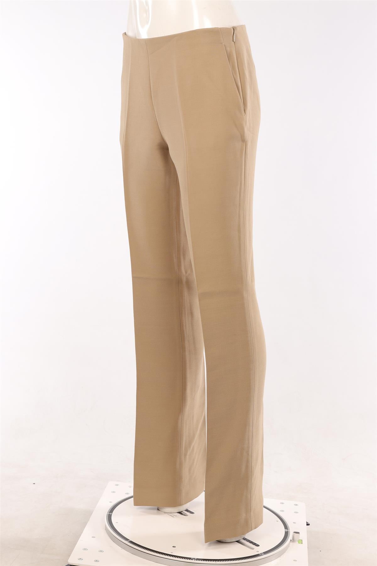 THE ROW BEIGE WOOL STRAIGHT LEG PANTS US 6 UK 10