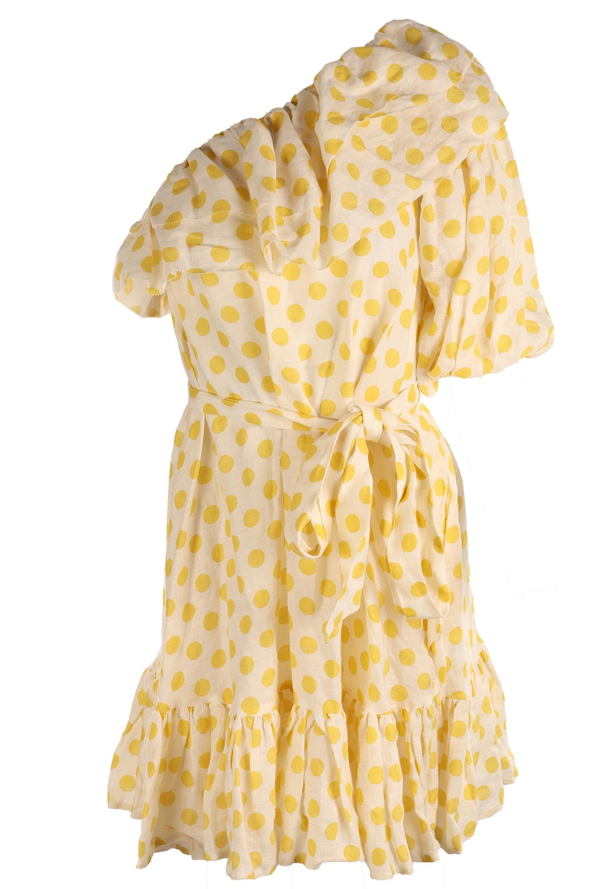 LISA MARIE FERNANDEZ YELLOW LINEN MINI DRESS ONE SIZE