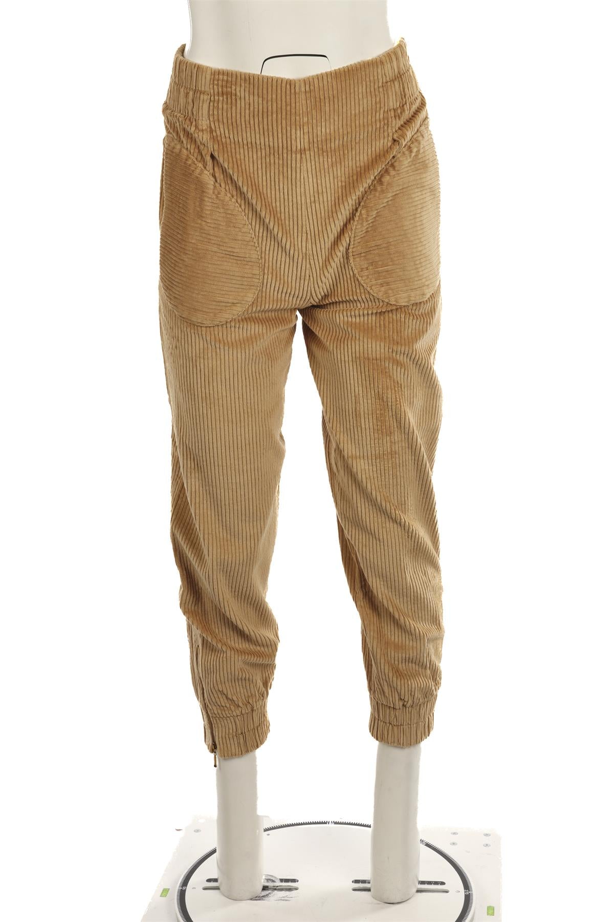 ANNA MASON TAN CORDUROY TAPERED PANTS UK 10