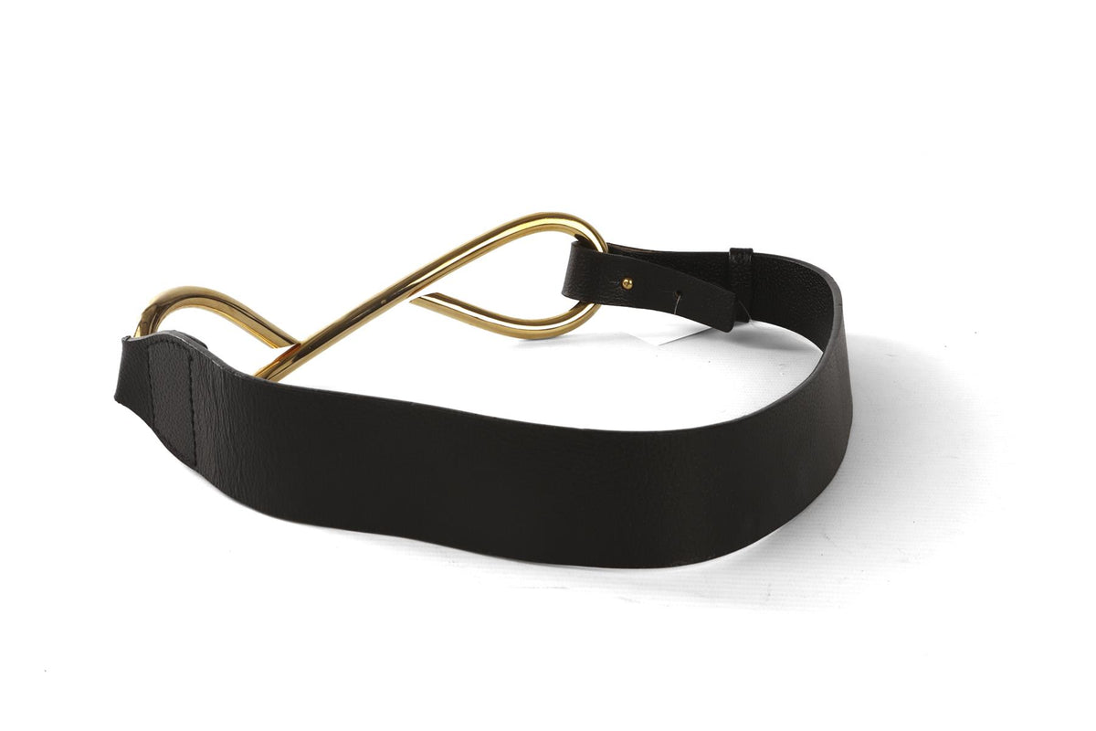 SILVIA TCHERASSI BLACK LEATHER WAIST BELT XSMALL