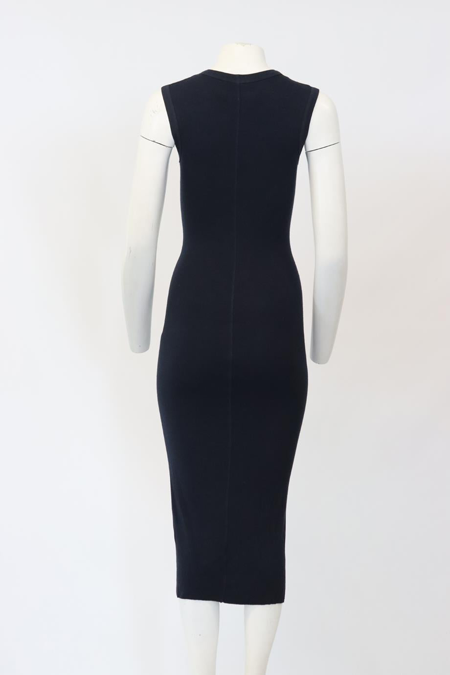 ENZA COSTA RIBBED STRETCH JERSEY MIDI DRESS SMALL