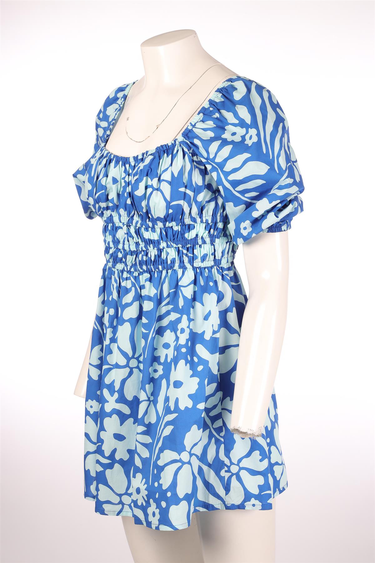 FAITHFUL THE BRAND BLUE COTTON MINI DRESS MEDIUM
