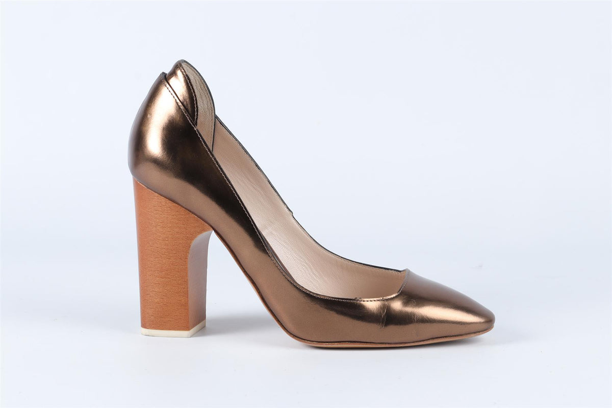 CHLOÉ BRONZE LEATHER PUMPS EU 37.5 UK 4.5 US 7.5