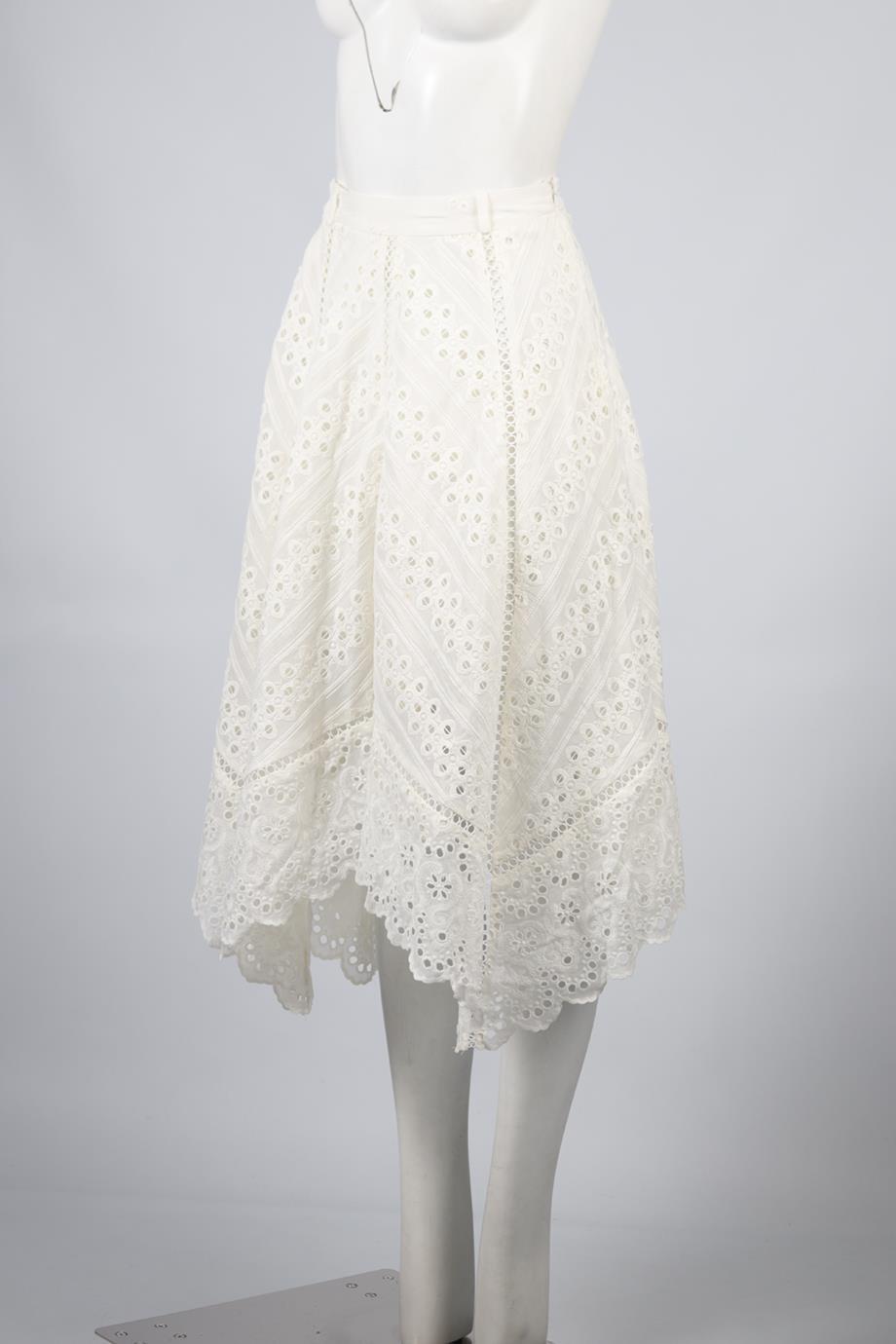 ZIMMERMANN COTTON AND SILK BLEND MIDI SKIRT UK 8
