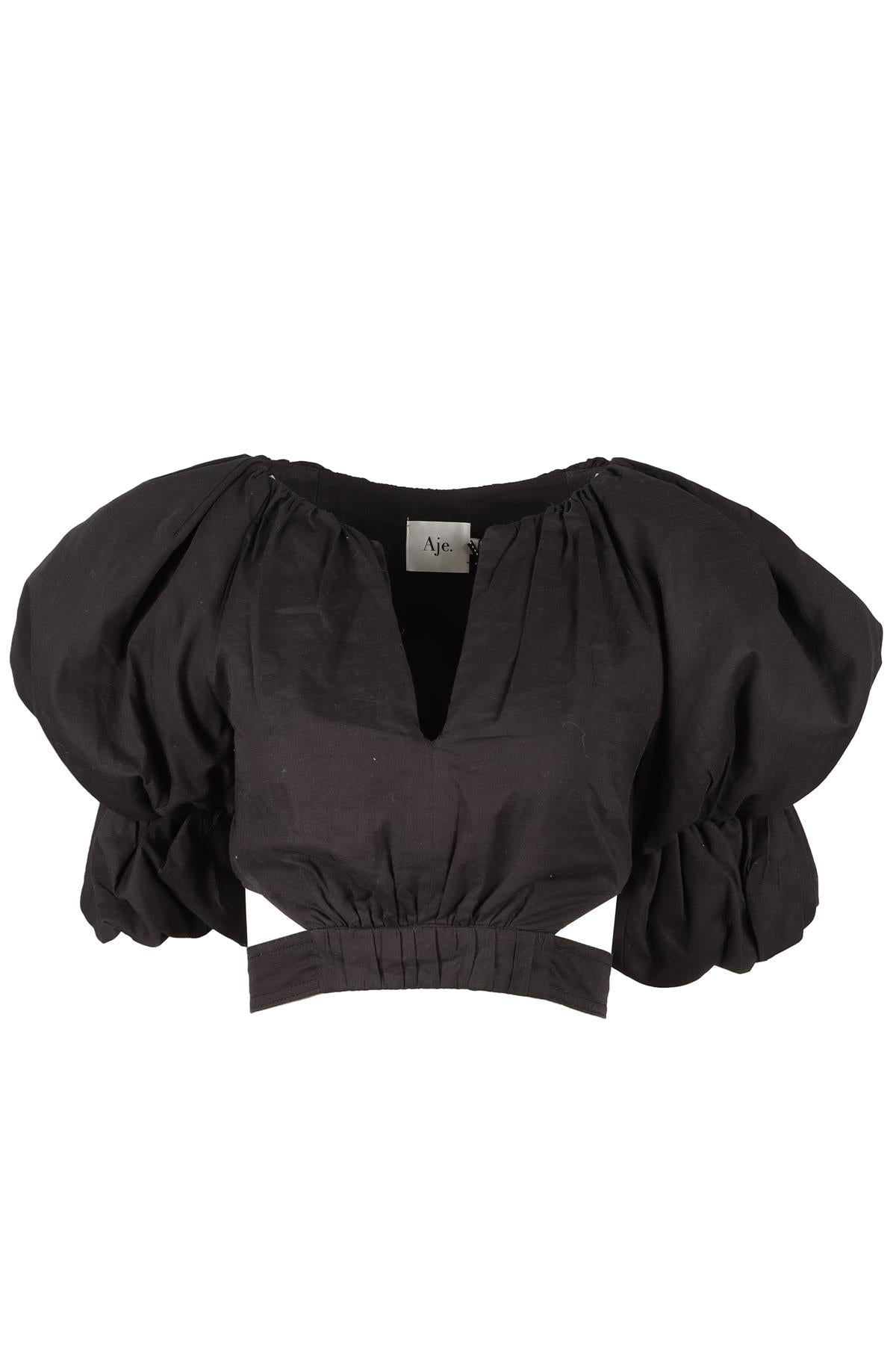 AJE BLACK CROPPED COTTON TOP UK 6