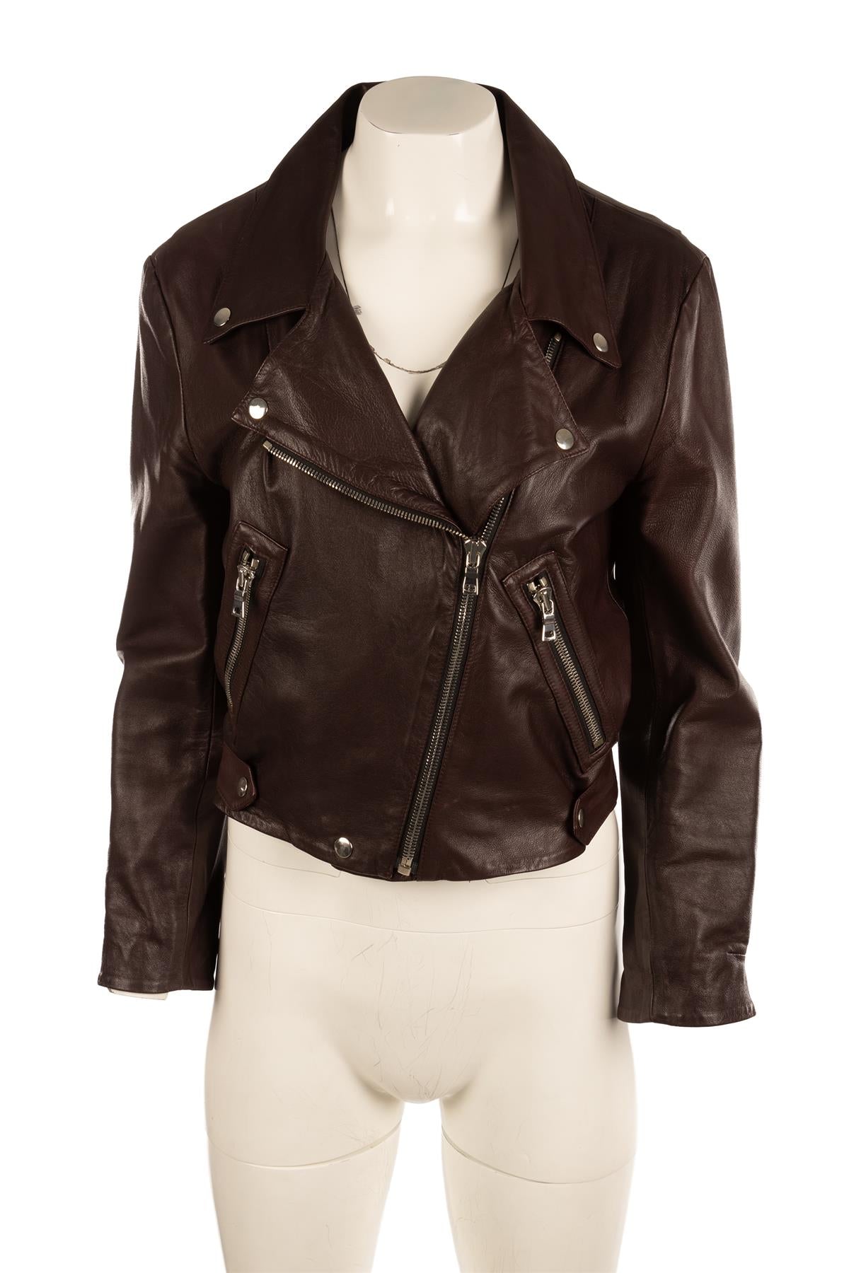 REFORMATION BURGUNDY LEATHER JACKET XSMALL