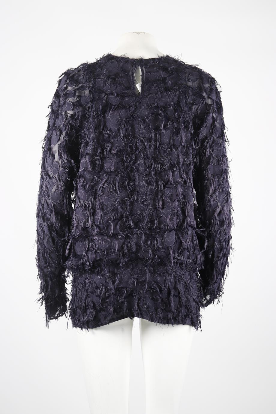 CHLOÉ FRINGED CREPE BLOUSE FR 40 UK 12