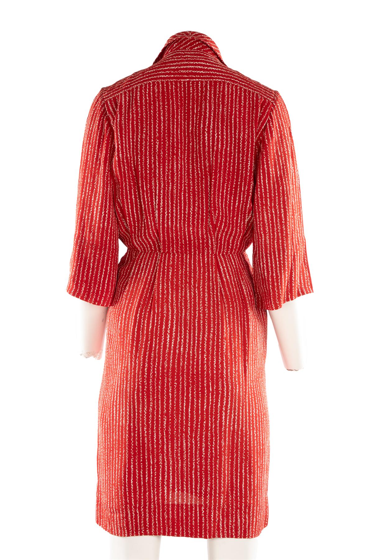 YVES SAINT LAURENT RED VINTAGE CREPE MINI DRESS FR 34 UK 6