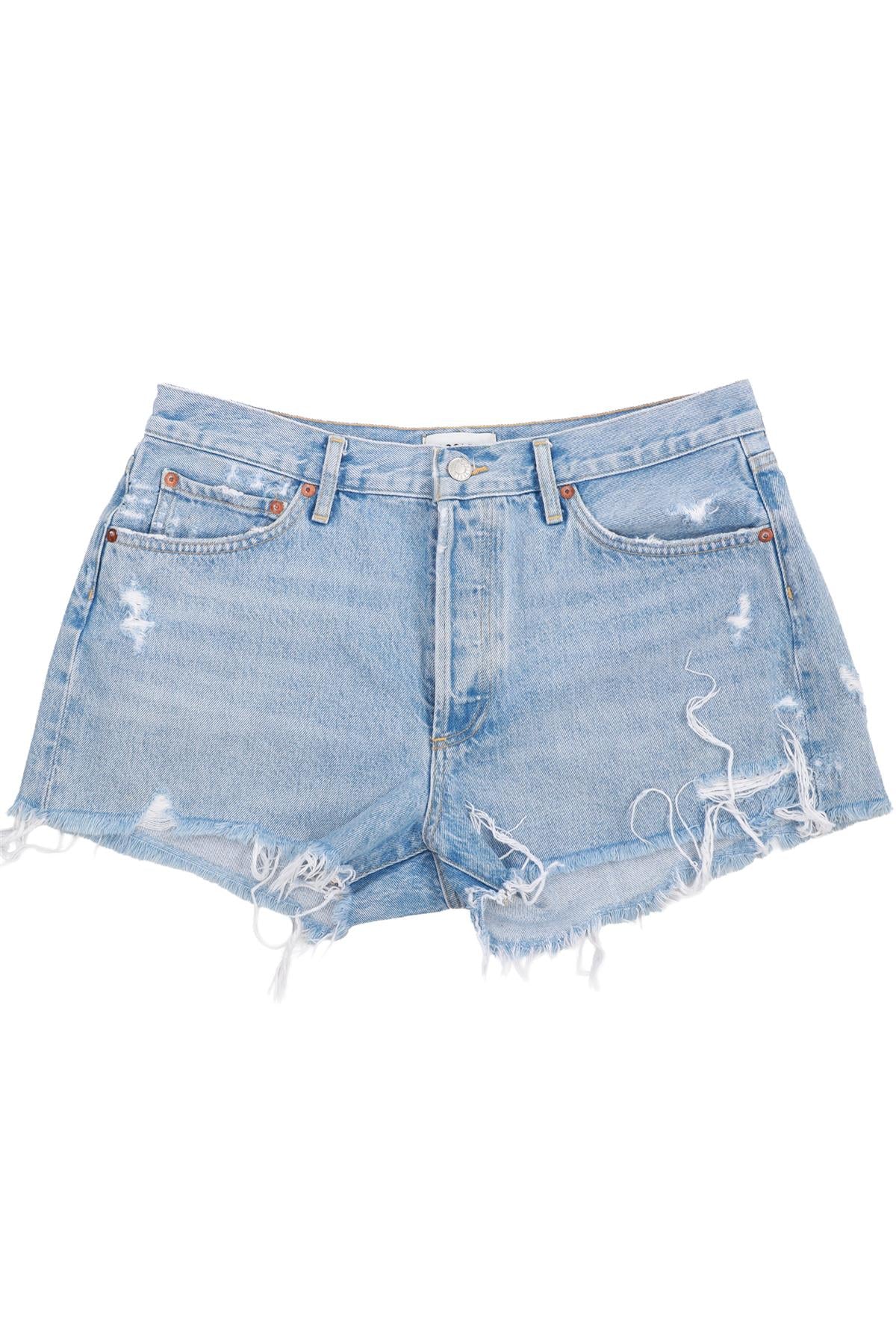 AGOLDE BLUE HIGH RISE DENIM SHORTS W30 UK 12
