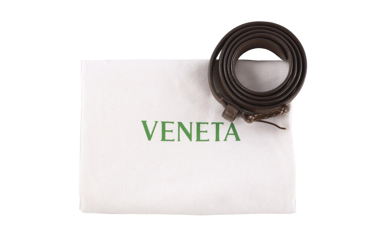 BOTTEGA VENETA BROWN LEATHER WAIST BELT 75CM