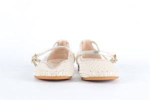 CHRISTIAN DIOR GOLD KIDS GIRLS LEATHER BALLET FLATS EU 27 UK 9 US 10