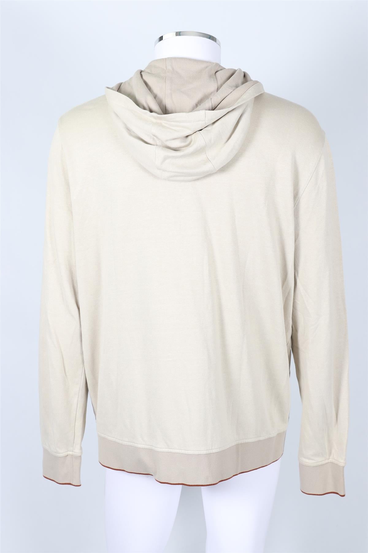 LORO PIANA BEIGE MEN'S COTTON BLEND HOODIE XXLARGE