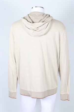 LORO PIANA BEIGE MEN'S COTTON BLEND HOODIE XXLARGE