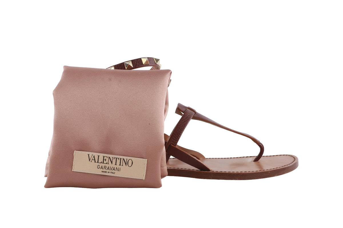 VALENTINO GARAVANI MAROON ROCKSTUD LEATHER SANDALS EU 39 UK 6 US 9