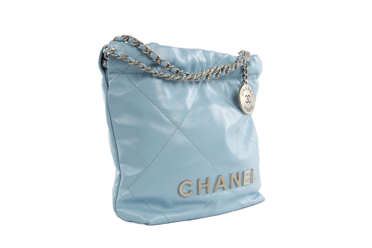 CHANEL BLUE 2023 22 MINI QUILTED LEATHER SHOULDER BAG