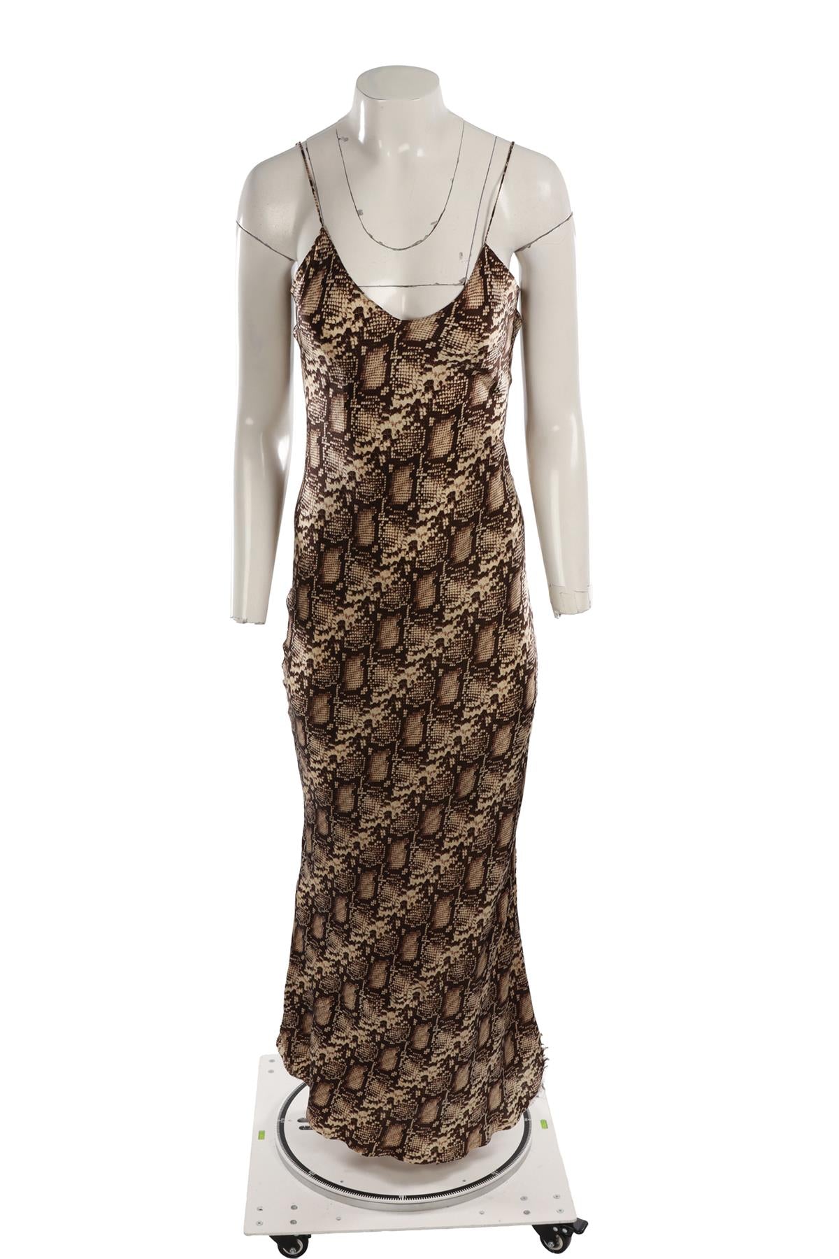 NILI LOTAN BROWN SILK MAXI DRESS SMALL