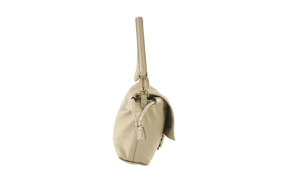 FENDI GREEN MAMMA BAGUETTE LEATHER SHOULDER BAG
