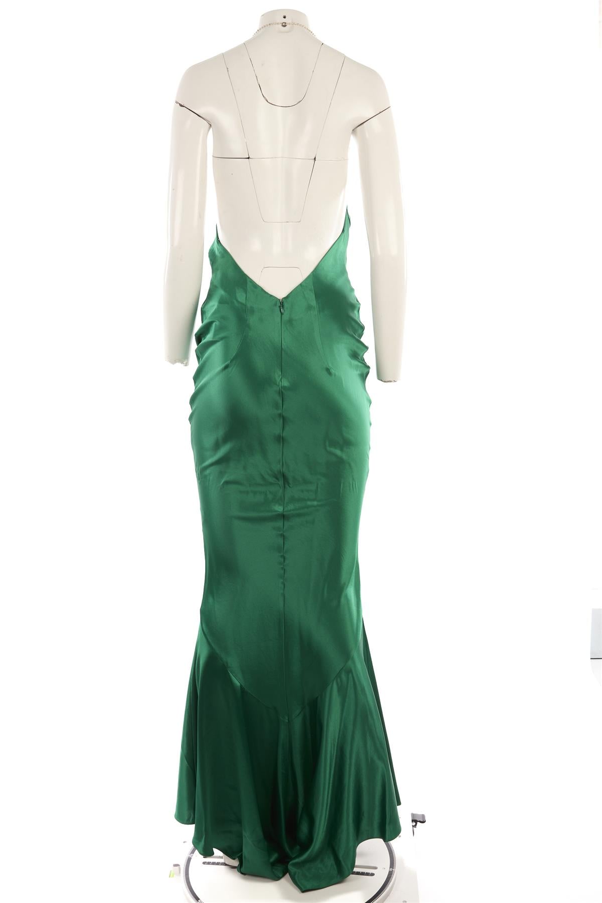 RETROFETE GREEN SILK MAXI DRESS XSMALL