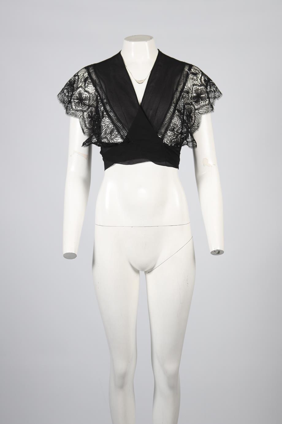 ALBERTA FERRETTI CROPPED LACE AND SILK TOP MEDIUM