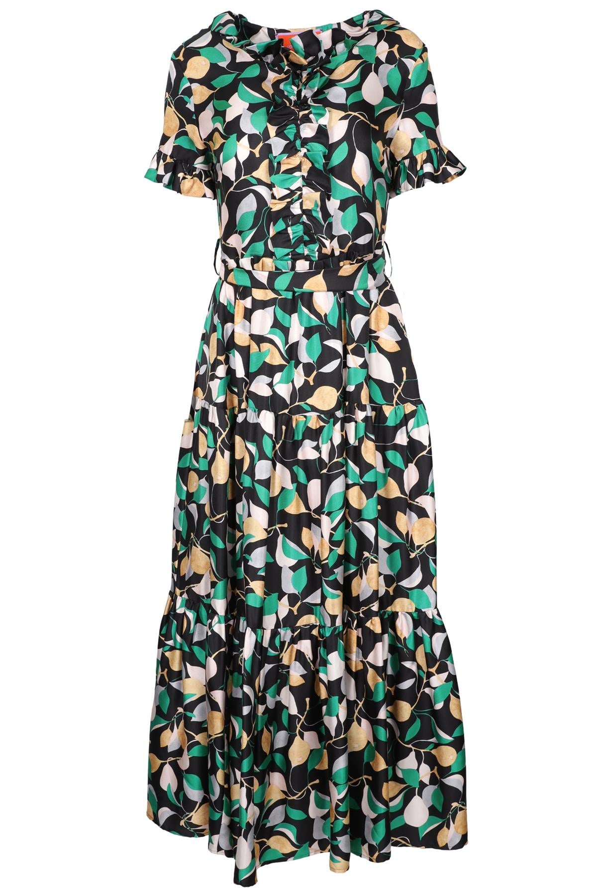 LA DOUBLEJ GREEN SILK MAXI DRESS XSMALL