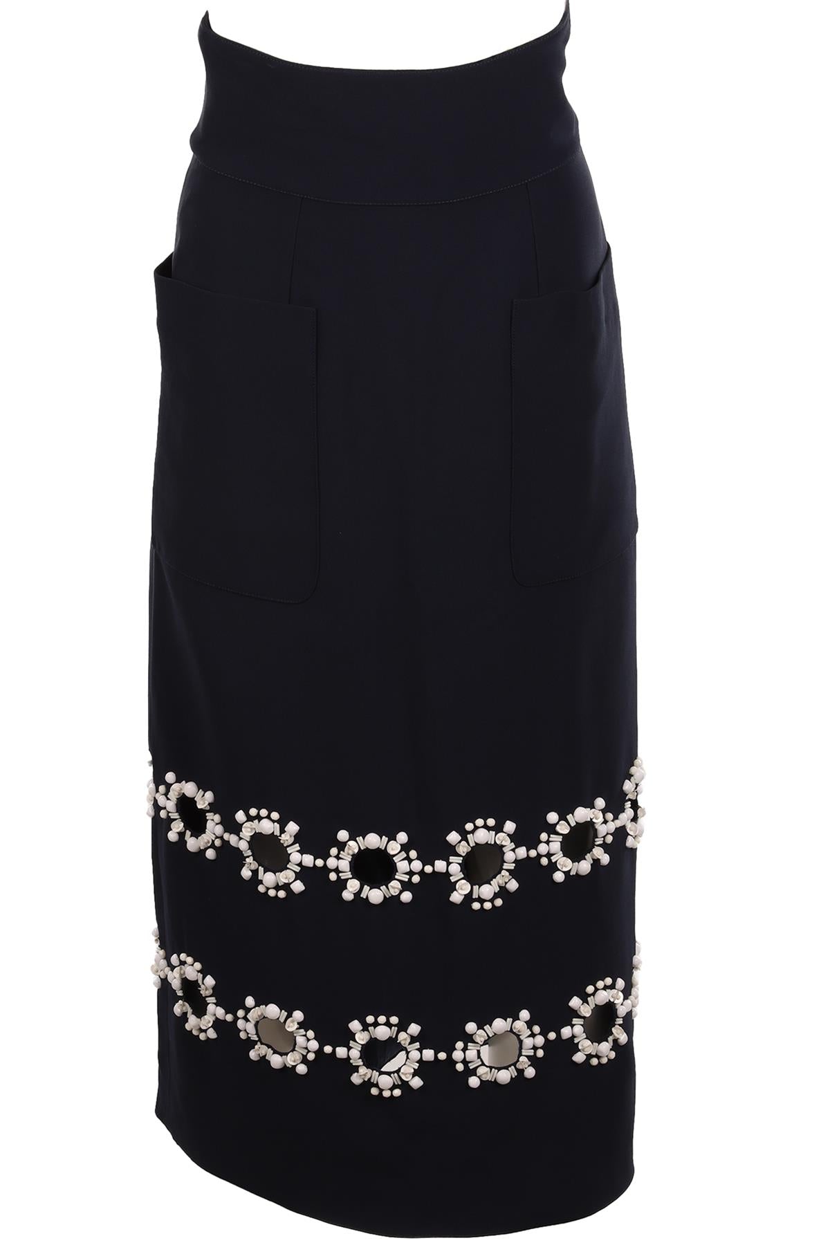 LOUIS VUITTON NAVY CREPE MAXI SKIRT XSMALL